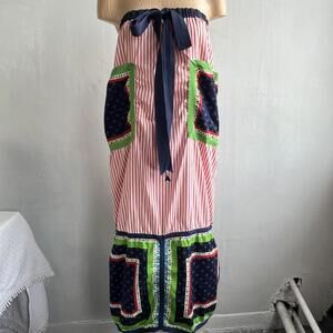 Vintage Mr Hank Women Strapless Patchwork Maxi Dress Cotton Rayon Boho Cottage